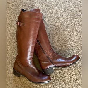 Sesto Meucci Women's Shoes Brown Leather Zip Up Knee High Fashion Boots Size 8.5